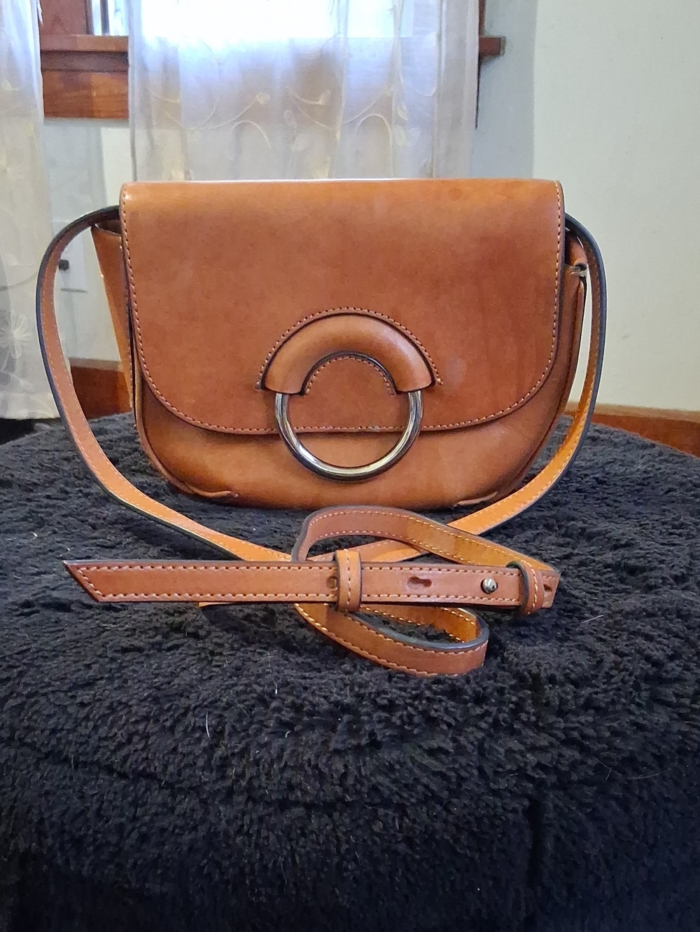 Banana Repubic Tan Leather Crossbody Bag